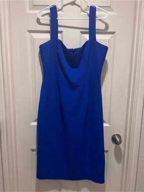 Dress the Population Cobalt Blue Midi Dress with Square Neck
